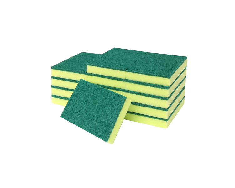 Green & Yellow Sponge Scourer 150 x 100mm 15/Pkt