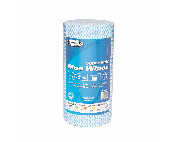 Premium Blue Wipes 30 x 45cm 100 Sheets