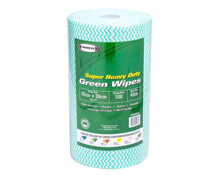 Premium Green Wipes 30 x 45cm 100 Sheets