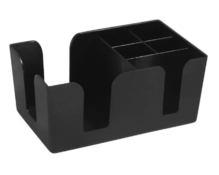 Black 6 Compartment Bar Organiser