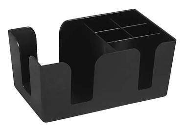 Black 6 Compartment Bar Organiser