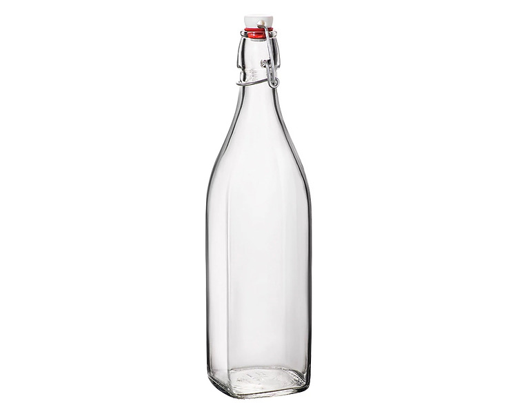 Water Bottle Swing Top Square Clear 1000ml 12/Ctn