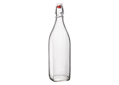 Water Bottle Swing Top Square Clear 1000ml 12/Ctn