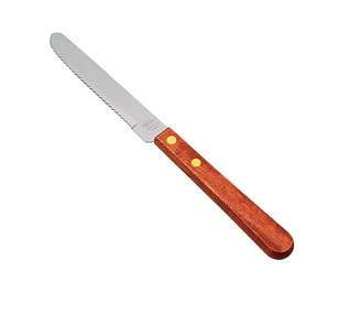 Light Wood Handle Rounded Tip Steak Knife 12/Pkt