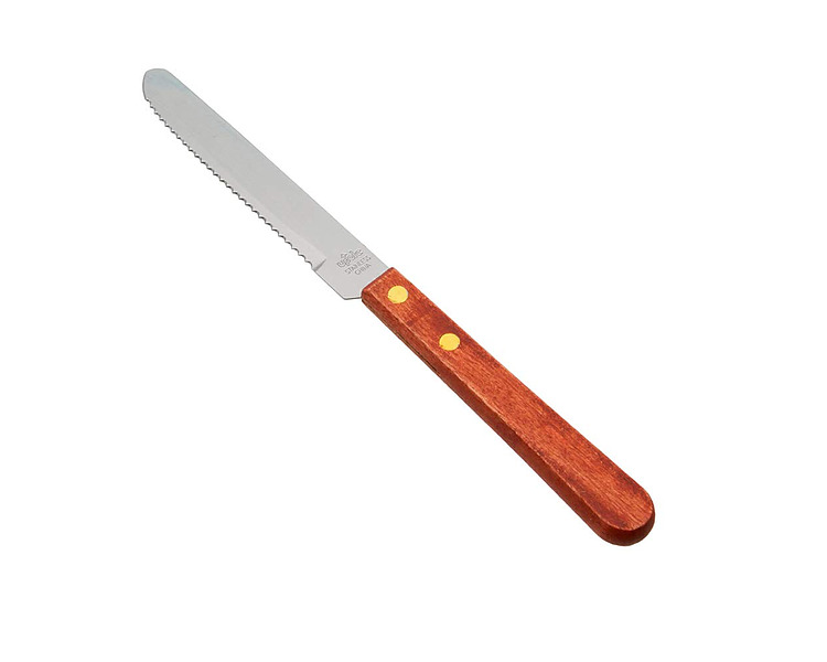 Light Wood Handle Rounded Tip Steak Knife 12/Pkt