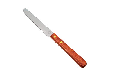 Light Wood Handle Rounded Tip Steak Knife 12/Pkt