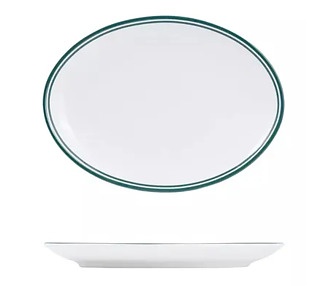 Nano Cru Coupe Oval Plate Green Rim 260mm 12/Ctn