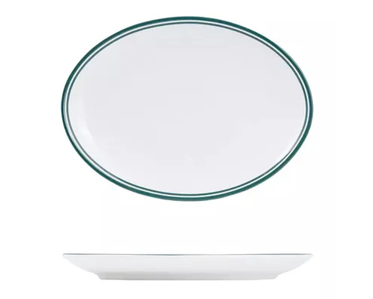 Nano Cru Coupe Oval Plate Green Rim 260mm 12/Ctn