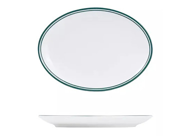 Nano Cru Coupe Oval Plate Green Rim 260mm 12/Ctn