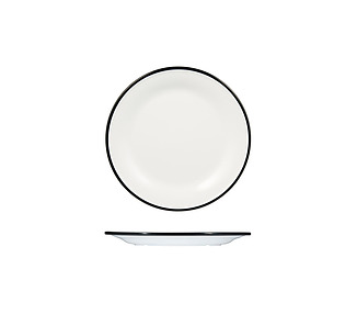 Melamine Evoke White Round Plate With Black Line 220mm 12/Pkt