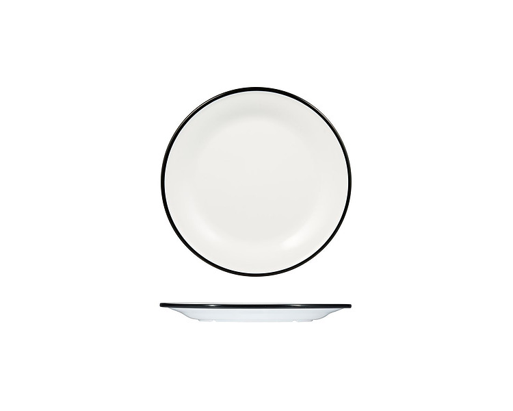 Melamine Evoke White Round Plate With Black Line 220mm 12/Pkt