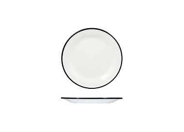 Melamine Evoke White Round Plate With Black Line 220mm 12/Pkt