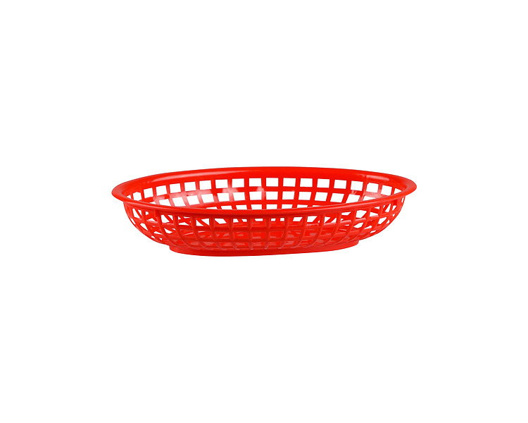 Red Oval Plastic Basket 240 x 150 x 50mm 36/Ctn