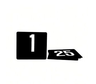 Table Number Set W on B 1-25 95 x 105mm 10/Ctn