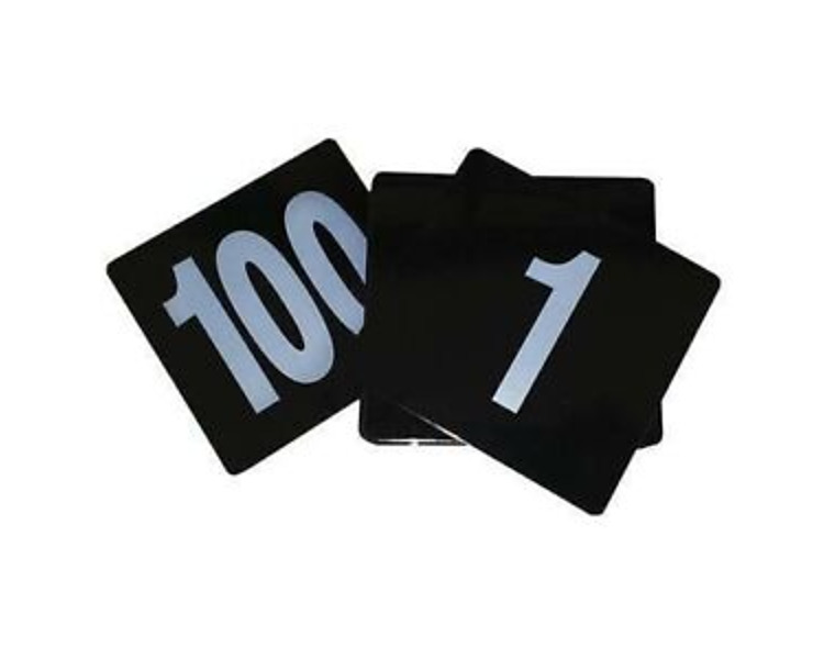 Table Number Set W on B 1-100 95 x 105mm 10/Ctn