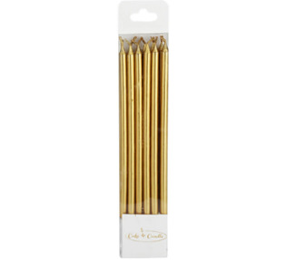 Birthday Candle Slim Gold 120mm 12/Pkt