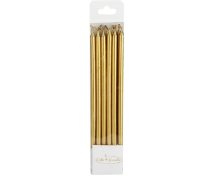 Birthday Candle Slim Gold 120mm 12/Pkt