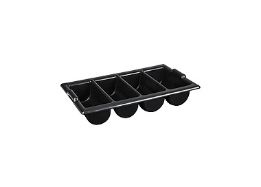 Black Plastic Cutlery Box 4 Compartment 10/Ctn