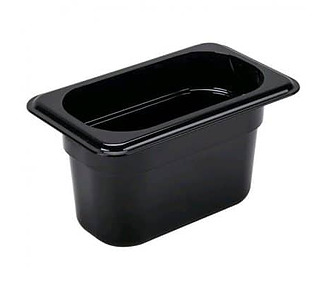 Food Pan Polycarb Black 1/9 x 100mm 12/Ctn