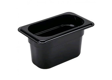 Food Pan Polycarb Black 1/9 x 100mm 12/Ctn