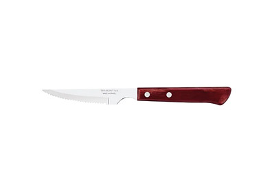 Tramontina Steak Knife Red Handle Serrated Blade 4" 12/240