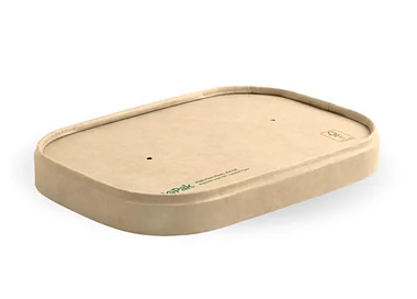 Bioboard Paper Kraft Lid Suits 500-1000ml Rect Container 300/Ctn