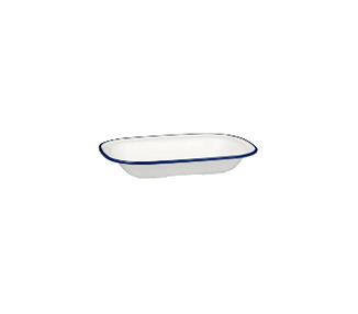 Melamine Evoke Rectangular Dish White With Blue Line 200 x 145 x 45mm 12/72