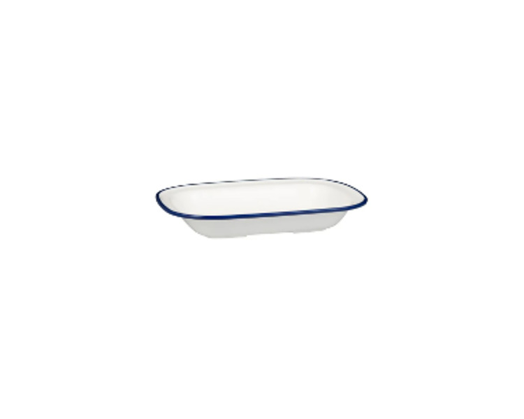 Melamine Evoke Rectangular Dish White With Blue Line 200 x 145 x 45mm 12/72