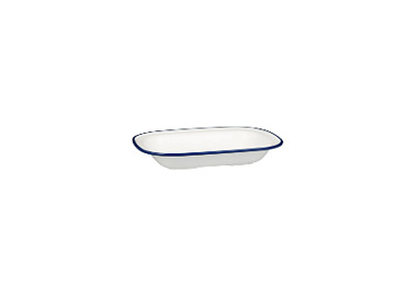 Melamine Evoke Rectangular Dish White With Blue Line 200 x 145 x 45mm 12/72