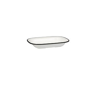 Melamine Evoke Rectangular Dish White With Black Line 230 x 176 x 45mm 12/72