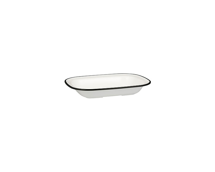 Melamine Evoke Rectangular Dish White With Black Line 230 x 176 x 45mm 12/72