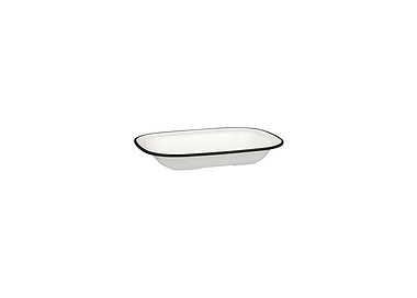 Melamine Evoke Rectangular Dish White With Black Line 230 x 176 x 45mm 12/72