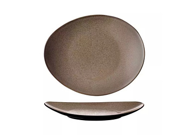 Luzerne Rustic Oval Coupe Plate Chestnut 290 x 245mm 3/12