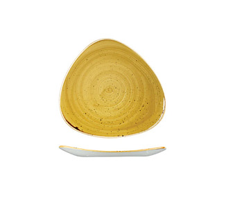 Churchill Stonecast Triangular Plate Mustard Yellow 229mm 12/Ctn