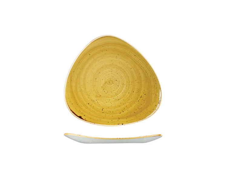 Churchill Stonecast Triangular Plate Mustard Yellow 229mm 12/Ctn