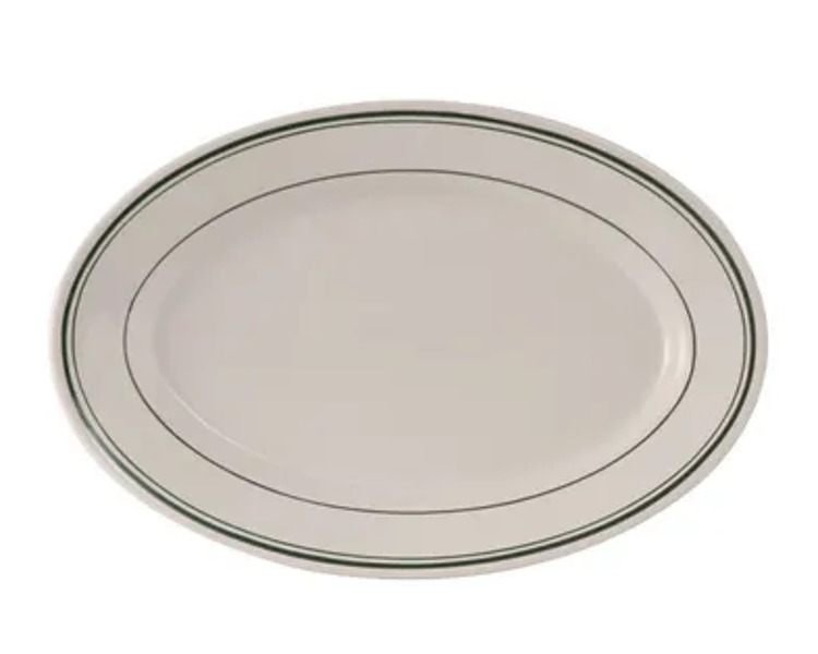 Tuxton Oval Plate Green Bay 342mm 12/Ctn