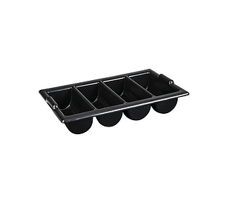 Black Plastic Cutlery Box 4 Compartment 10/Ctn