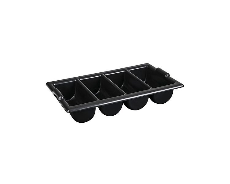 Black Plastic Cutlery Box 4 Compartment 10/Ctn