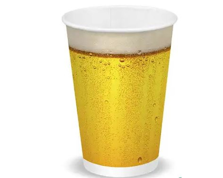 Biopak Cold Cup W & M 14oz 420ml Beer Cup 1000/Ctn