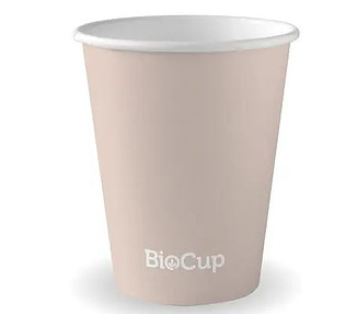 Biopak Coffee Cup Single Wall 8oz Stone 80mm 1000/Ctn