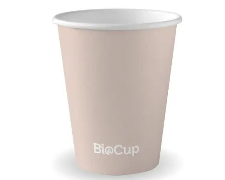 Biopak Coffee Cup Single Wall 8oz Stone 80mm 1000/Ctn