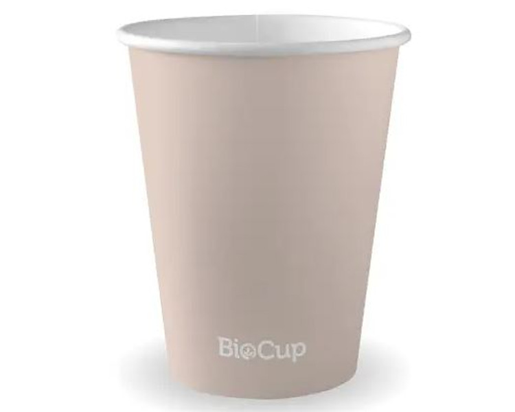 Biopak Coffee Cup Single Wall 12oz Stone 90mm 1000/Ctn