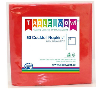 Cocktail Napkin Red 300/Ctn