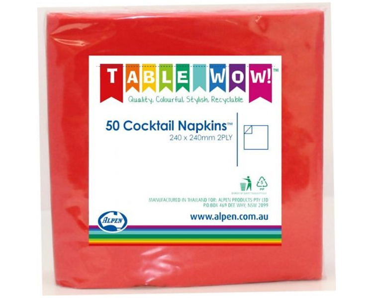 Cocktail Napkin Red 300/Ctn