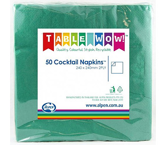 Cocktail Napkin Green 300/Ctn