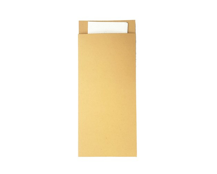 Cutlery Pouch Kraft 2Ply White Napkin 1000/Ctn