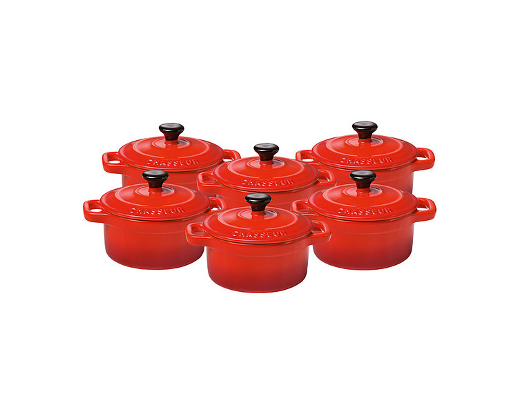 Chasseur Mini Cocotte Set of 6 Red 2/Ctn