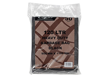 Bin Liner Heavy Duty Black 120L 250/Ctn