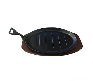 Steak Sizzle Plate & Wooden Board 290 x 180mm