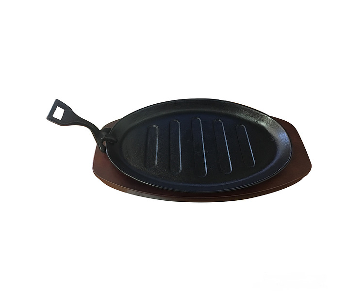 Steak Sizzle Plate & Wooden Board 290 x 180mm